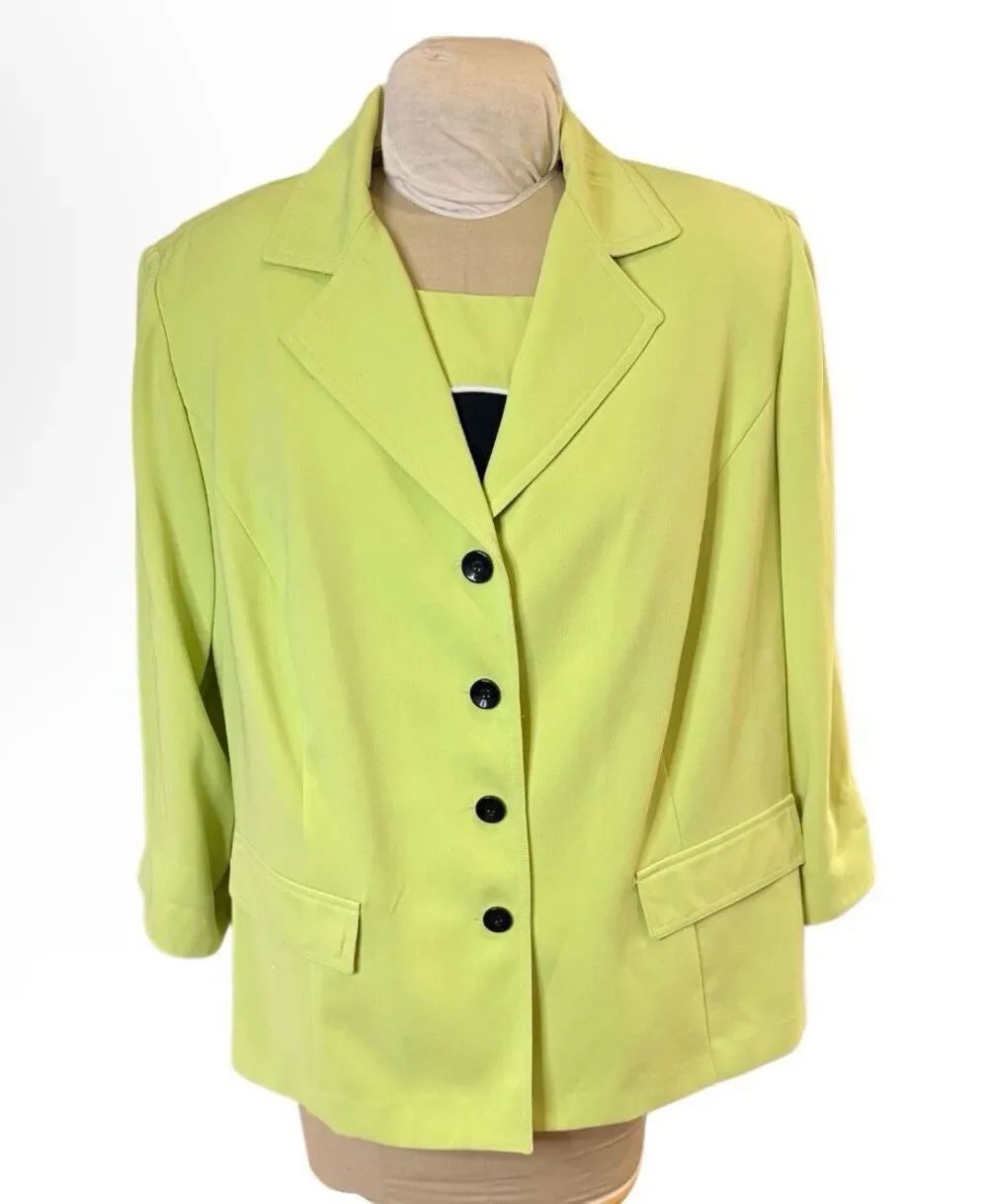 Julian Taylor 2-Piece Set Tank and Blazer Bright Green & Black Lightweight Packa